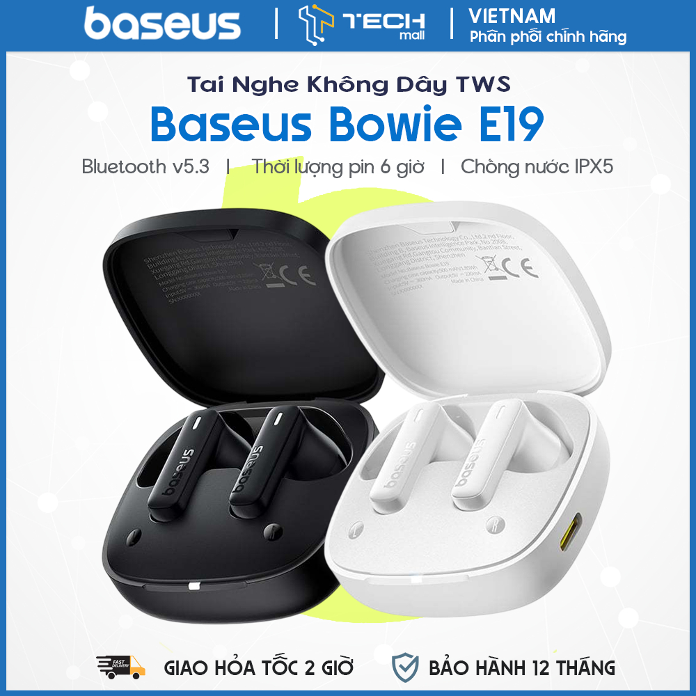 Tai Nghe Không Dây Baseus Bowie E19 (Bluetooth v5.3, TWS, 33H)