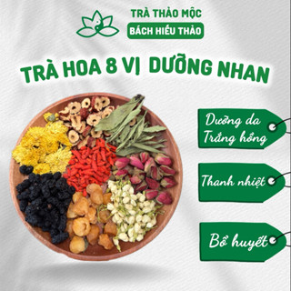 Trà Hoa 8 Vị Dưỡng Nhan Thanh Nhiệt, An Thần, Đẹp Da Trà thảo mộc Bách Hiếu Thảo