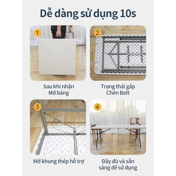 Bàn Gấp Gọn Ngoài Trời bàn cắm trại bàn dã ngoại di động đi làm, sử dụng tại nhà 1.2m/1.8m | BigBuy360 - bigbuy360.vn