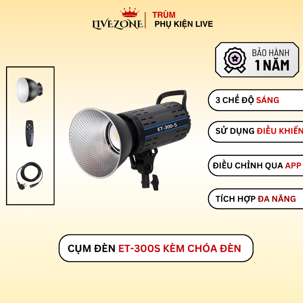 Đèn livestream cao cấp ET300S V2 2026 Chân 2M8 Trợ Sáng Livetream, Chụp Ảnh Studio-Phân Phối ZSYB Vi
