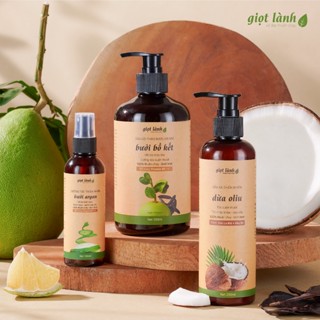   Bộ 3 Gội Xả Dưỡng  Combo thảo dược Bưởi - Bồ kết hỗ trợ kích mọc tóc giảm gãy rụng Giọt Lành 