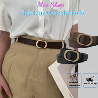  Thắt lưng nữ không cần đục lỗ mặt Oval 2.3cm - Dây nịt nữ bản nhỏ mặt vàng học sinh viên đơn giản Meo shop TL049 