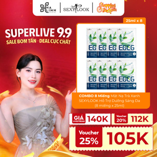 [Võ Hà Linh x Sexylook] COMBO 8 Miếng Mặt Nạ Trà Xanh SEXYLOOK Hỗ Trợ Dưỡng Sáng Da (8 miếng x 25ml)