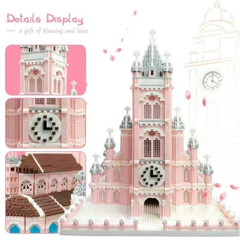 Đồ chơi xếp hình lắp ráp lâu đài cung điện kiến trúc kỳ quan thế giới Tháp Eiffel, Nhà Thờ Tân Định,