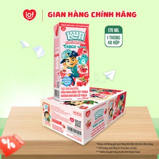 Kun Sữa chua uống hương Kem Dâu có Thạch thùng 48 hộp x 170ml