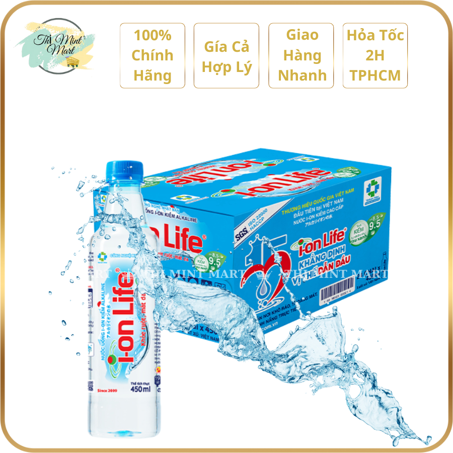 [HỎA TỐC HCM][Thùng 24 chai] Nước Uống Ion Kiềm I-on Life - 450ml_THỊ MINT MART.