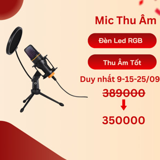 Micro Thu Âm Để Bàn Cho PC Laptop ZX663 Có Đèn LED Màng Lọc Tạp Âm Giảm Ồn, Mic Livestream Hát Karaoke Chuyên Nghiệp