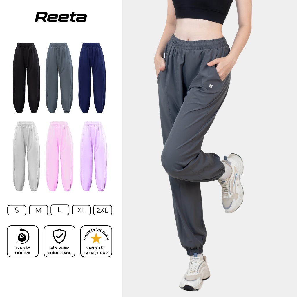 Quần dài jogger thể thao nữ Reeta ống rộng chất vải gió dày dặn thoáng khí, tập gym chạy bộ, thể thao ngoài trời- A021 | BigBuy360 - bigbuy360.vn