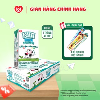 100% sữa tươi KUN có đường thùng 48 hộp x 110ml