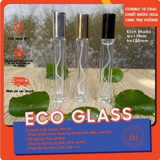 Combo 10 Chai Chiết Nước Hoa Thủy Tinh Vuông 5ml 10ml 20ml ( Mua từ 1 combo 10 chai tặng  bộ xi lanh + đầu chiết )