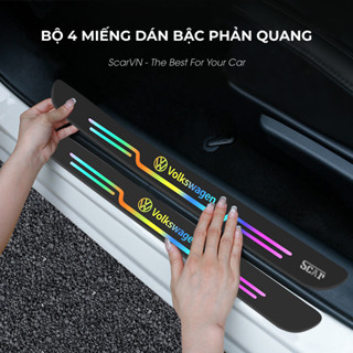  Bộ 4 miếng dán nẹp bậc cửa xe ô tô Bộ miếng dán bậc cửa phản quang full logo các hãng xe ScarVN 