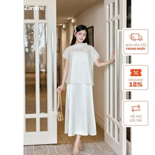 Set váy hai dây kèm áo choàng tơ Mer Set BST Swanee 2025 chất liệu lụa cao câp phối áo choàng tơ BY L'AMME
