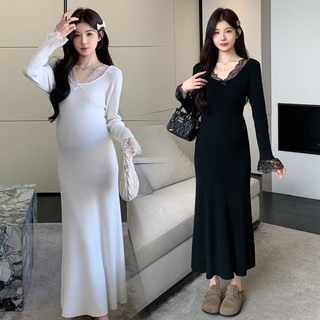 Váy len bầu cổ pha ren đuôi cá A3247