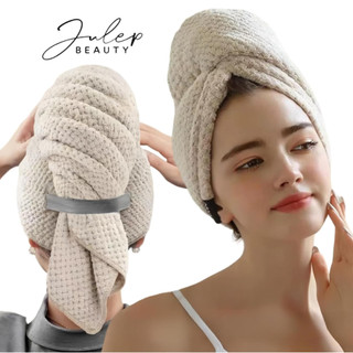 Khăn Lau Khô Tóc Mẫu Mới - Mũ Khô Tóc Dây Đeo Đàn Hồi Thấm Nước Nhanh Khô - JULEP BEAUTY