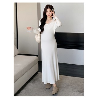 Váy len bầu cổ pha ren đuôi cá A3247