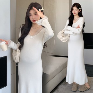 Váy len bầu cổ pha ren đuôi cá A3247