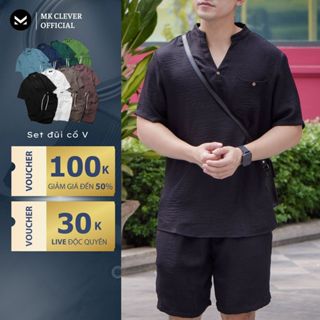 Set đồ bộ Đũi Cổ V MK CLEVER Chất vải đũi mây nhẹ, thoáng mát, co giãn, form thoải mái đi chơi, đi biển