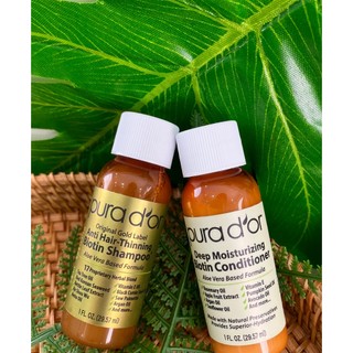   Set gội xả minisize  Combo Dầu gội Dầu xả PURA D'OR BIOTIN GOLD LABEL hỗ trợ giảm Rụng Tóc 30ml 