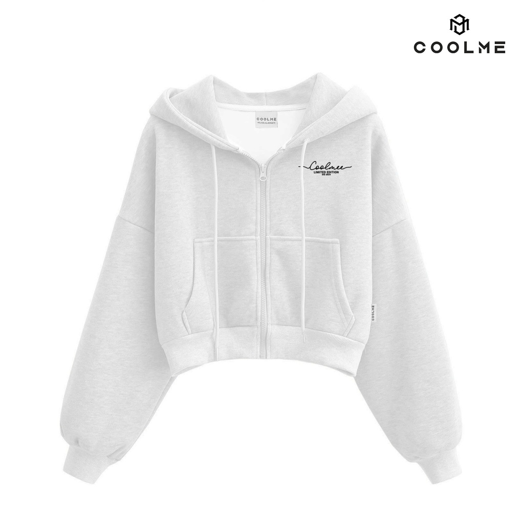 Áo khoác nữ form boxy croptop Coolme, áo hoodie zip nỉ 2 da form rộng mũ to bigsize mặc quanh năm- GHZ