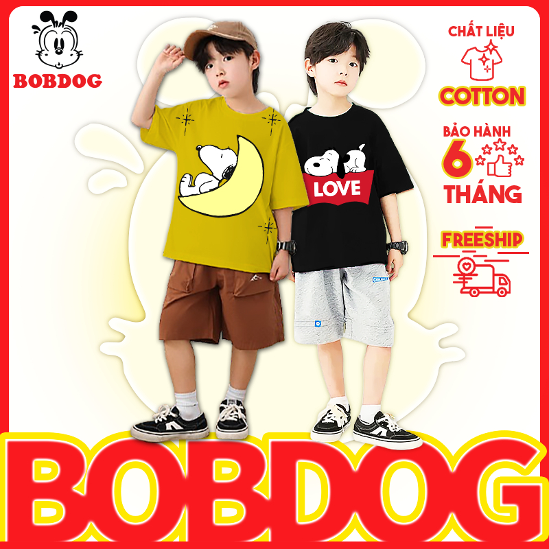 Áo ba lỗ bé trai BOBDOG, BST áo thun 3 lỗ bé trai in hình Snoopy cute dễ thương cho bé