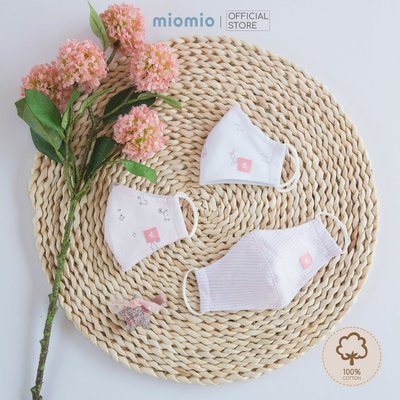 (Set 3 Cái) Khẩu Trang Vải Cho Bé Sơ Sinh MIOMIO ,Chất Liệu 100% Cotton, In Thỏ - Sọc - Mèo Mây