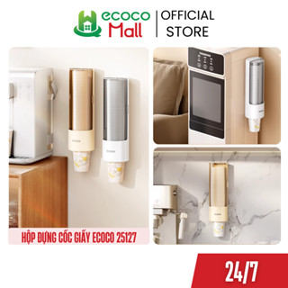  Hộp đựng lấy cốc giấy ECOCO không cần khoan vít thế hệ mới chứa tối đa 50 cốc ngăn đựng trong suốt dễ dàng hiển thị 