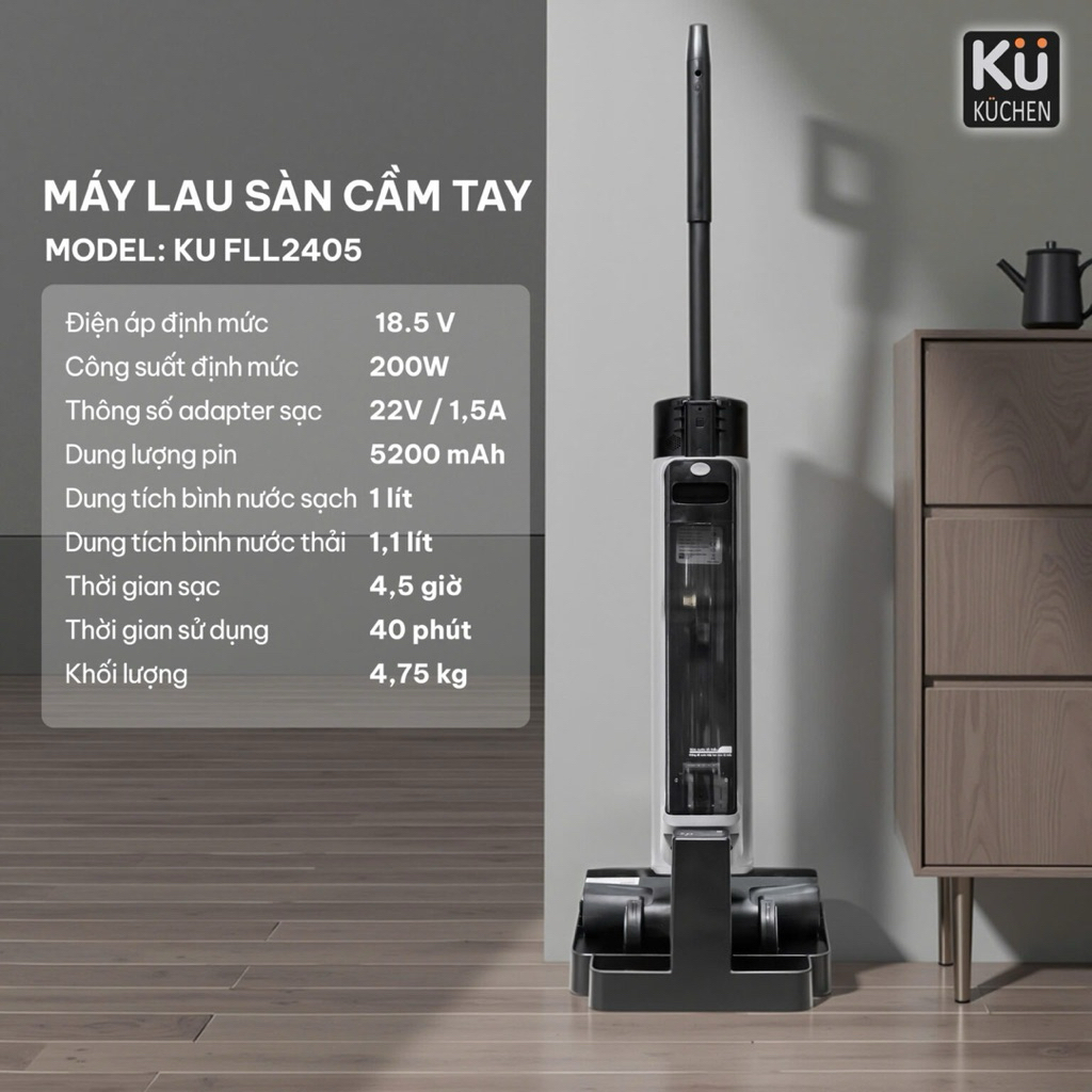 (SG) Máy lau sàn cầm tay KU KUCHEN FLL2405 - Thương hiệu KUCHEN