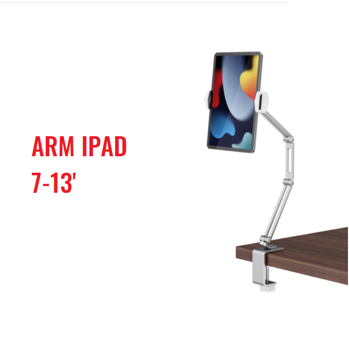 P67 kệ kẹp Arm kê ipad, tablet, máy tính bảng kẹp cạnh bàn, điều chỉnh độ cao, xoay 360 độ cao cấp. 
