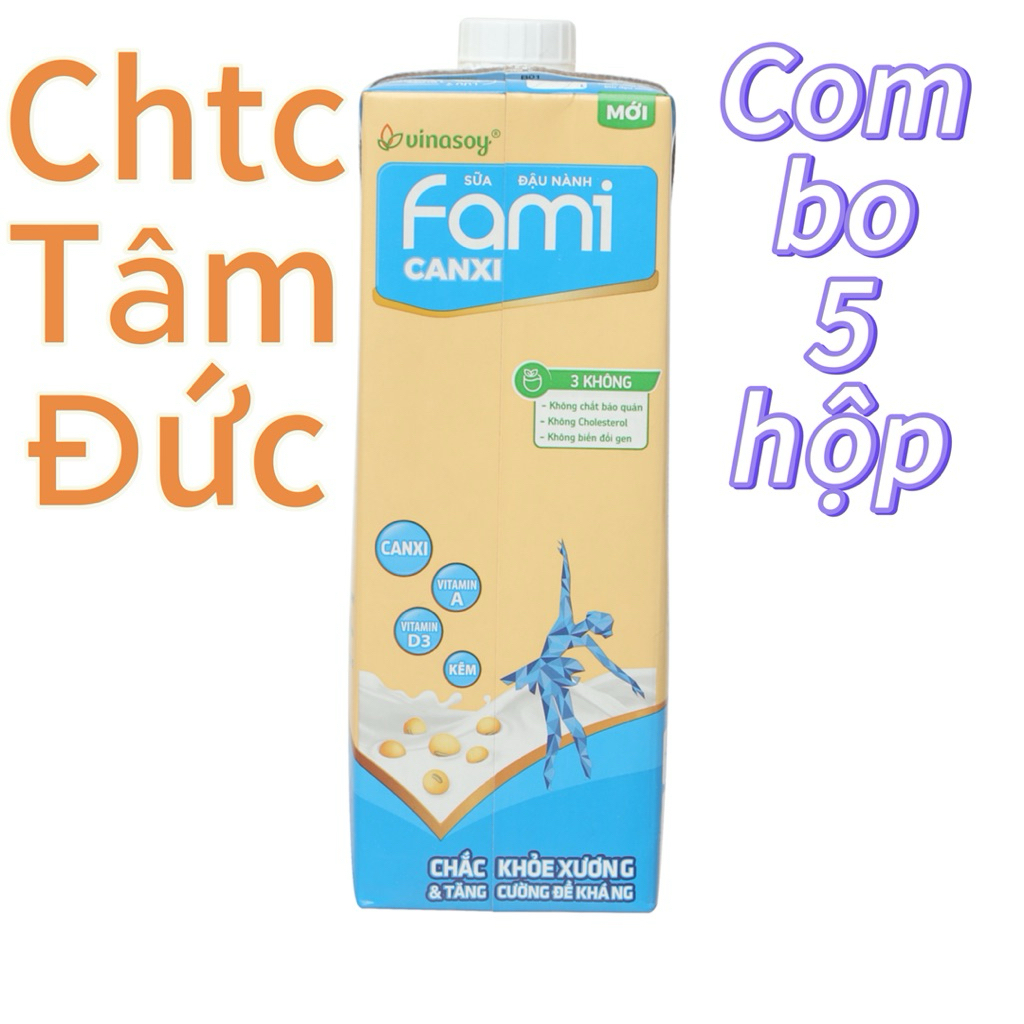 Combo 5 Sữa đậu nành canxi Fami hộp 1L