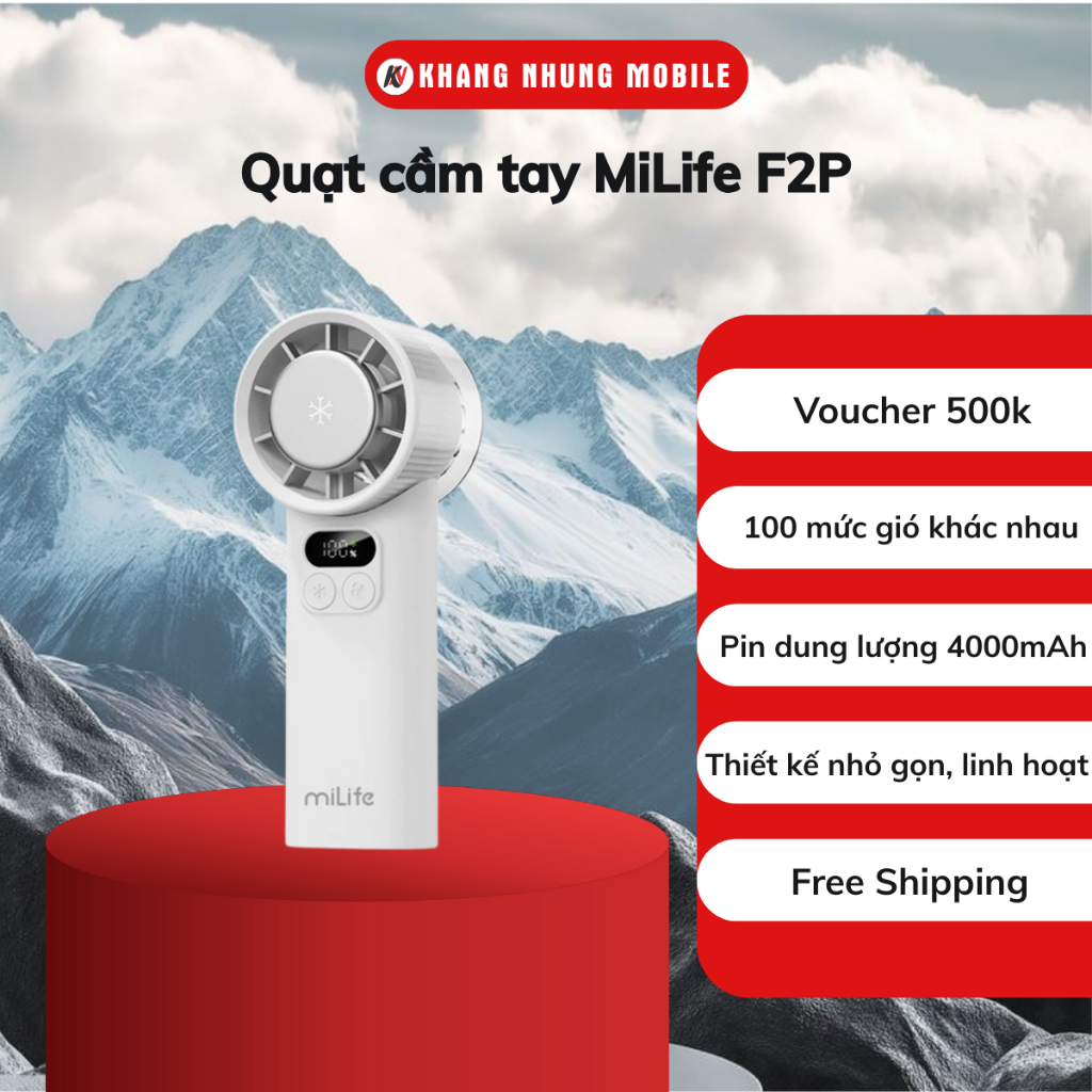 Quạt cầm tay băng lạnh miLife F2P/F3P/ F9P/ F10- 100 cấp độ gió - Khang Nhung Mobile