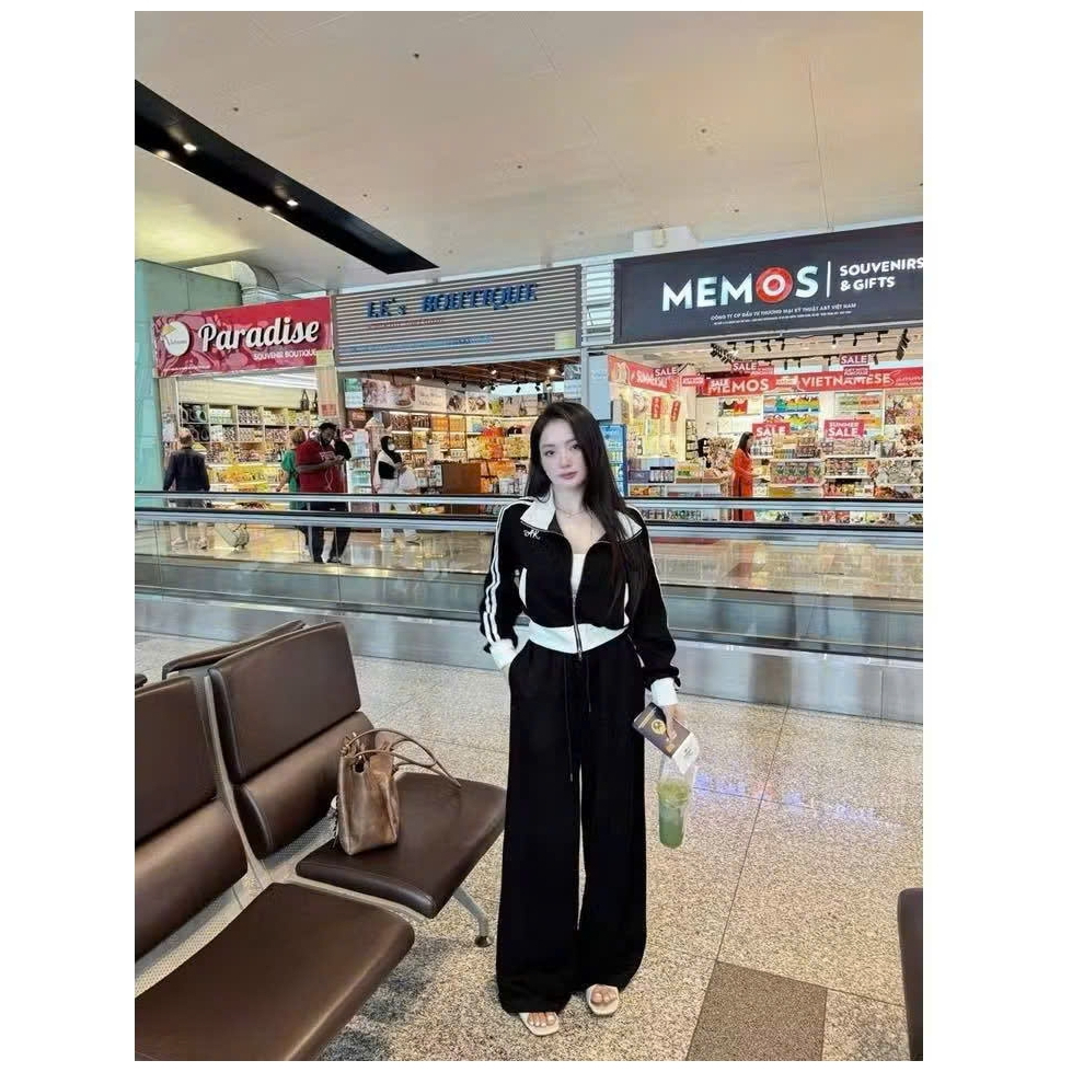 Set Đồ Nữ, Đồ Thể Thao Nữ, Set Áo Khoác Dài Tay Khóa 2 Đầu Phối Quần Dài Ống Rộng Cao Cấp [ Rẻ vô đị