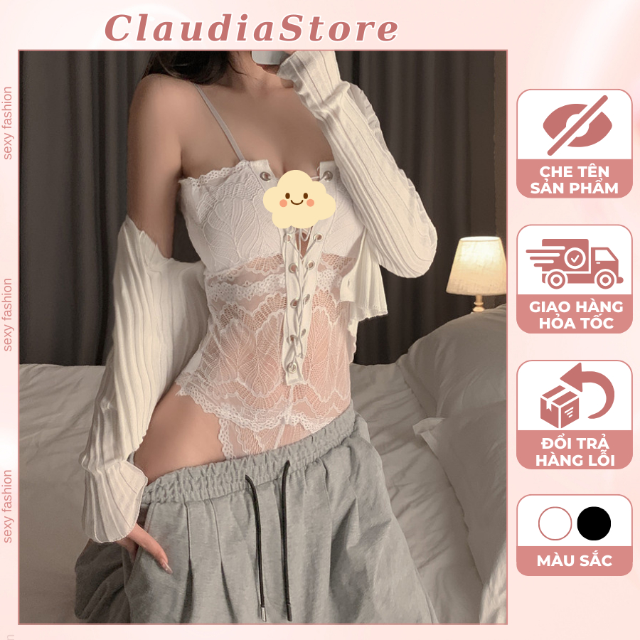 Bộ Ngủ Liền Thân Nữ Bodysuit Ren Gợi Cảm JS12 CHE TÊN – Thiết Kế Xuyên Thấu Sexy, Bodysuit Nữ Quyến 