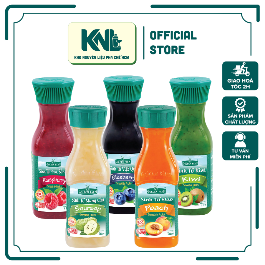 Sinh tố nguyên chất Golden Farm 500ml - Hương vị trái cây tự nhiên - Chai nhỏ tiện dụng