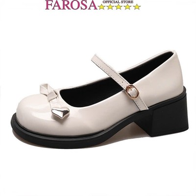 Giày búp bê nữ đế cao 5cm FAROSA -TH23 giày nữ dáng lolita cực dễ thương đính nơ tim hót trend
