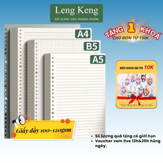 Giấy sổ còng LENG KENG giấy refill, combo ruột sổ còng A5 B5 A4 20 26 30 lỗ caro kẻ ngang nhiều lỗ