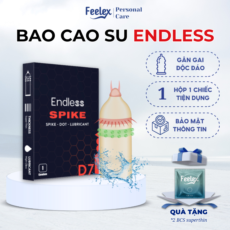  Bao cao su Endless gân gai nhiều gel bôi trơn - Hộp 01 bcs 