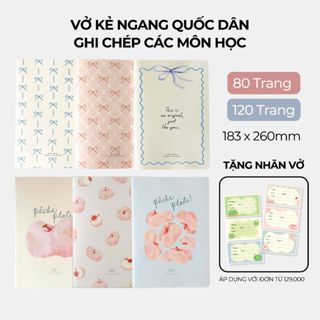 Combo vở kẻ ngang 80 trang set vở viết 120 trang Crabit tập vở học sinh cấp 2 ghi chép studygram