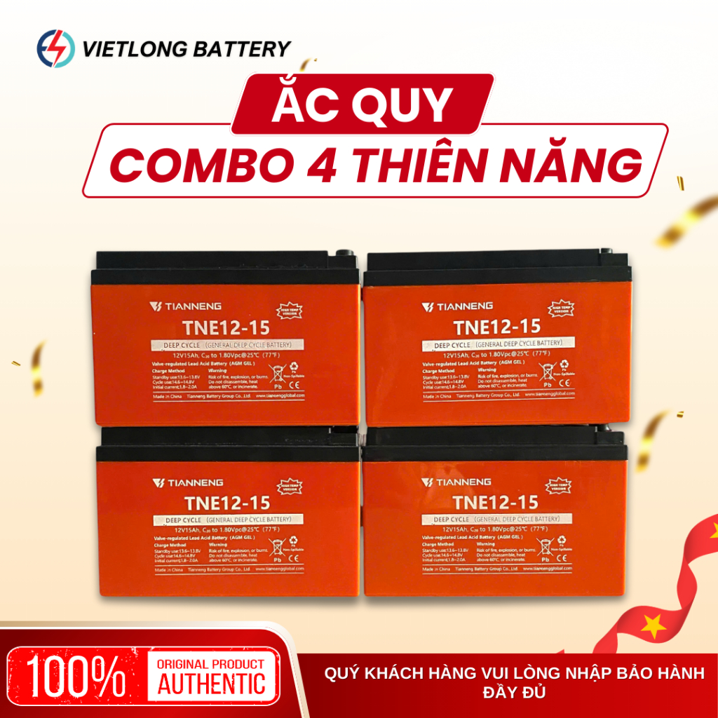 COMBO 4 BÌNH Đạp Điện Thiên Năng TIANNENG TNE 12V-15AH VÀ 12V-30AH