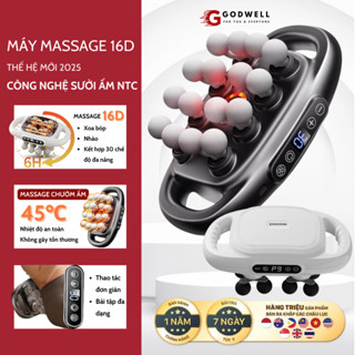 [THẺ TRÚNG THƯỞNG] MÁY MASSAGE Cầm Tay 16 Đầu GODWELL, Máy Mát Xa Giảm Đau Cơ Sâu, Động Cơ êm 45dB
