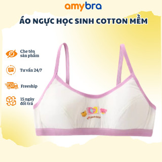 Áo Lót Nữ Học Sinh Cotton Mềm - Áo Ngực Học Sinh Co Giãn Dễ Thương AMYBRA B528