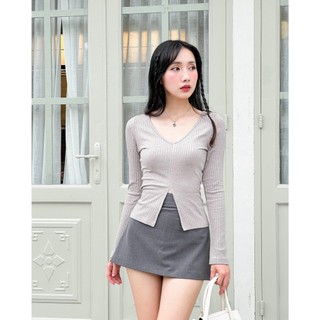 Áo TAYLOR - Áo Thun Cổ Tim Tay Dài Xẻ Tà Co Giãn 4 Chiều GOLA DESIGNS