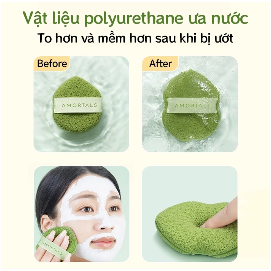 Set 3 mút rửa mặt bọt biển Amortals (dùng để làm sạch da mặt, làm sạch mặt nạ đất sét...) | BigBuy360 - bigbuy360.vn