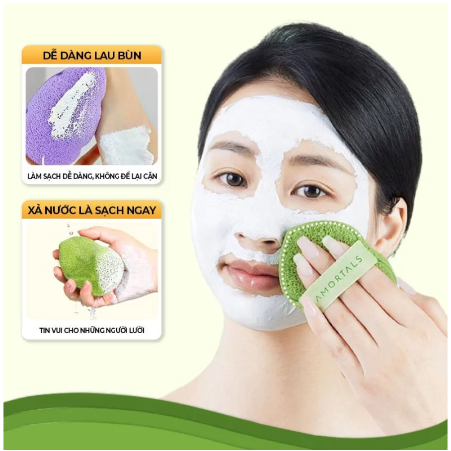 Set 3 mút rửa mặt bọt biển Amortals (dùng để làm sạch da mặt, làm sạch mặt nạ đất sét...) | BigBuy360 - bigbuy360.vn
