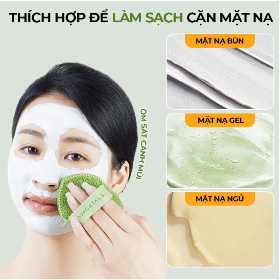 Set 3 mút rửa mặt bọt biển Amortals (dùng để làm sạch da mặt, làm sạch mặt nạ đất sét...) | BigBuy360 - bigbuy360.vn