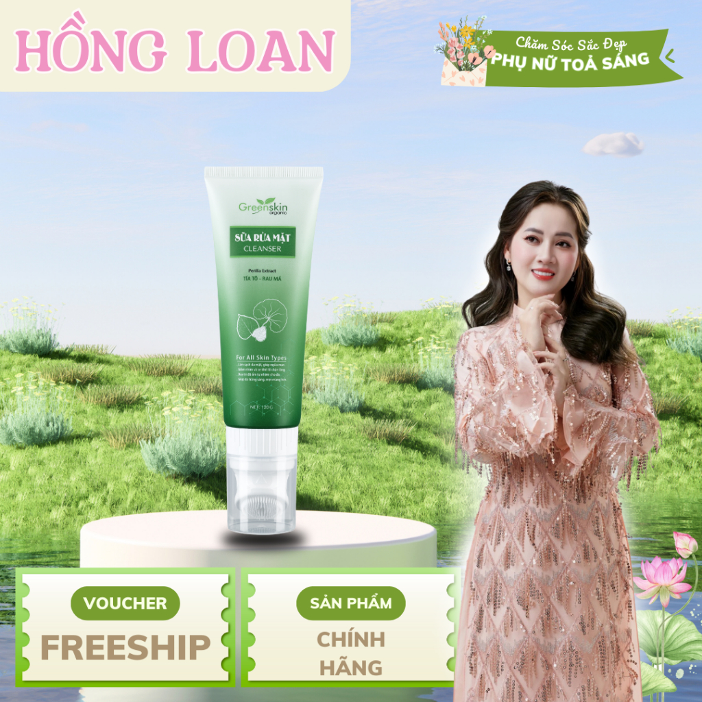 Sữa rửa mặt - Tía tô rau má (120g) - Greenskin Organic - Mỹ Phẩm Hồng Loan - Hồng Loan