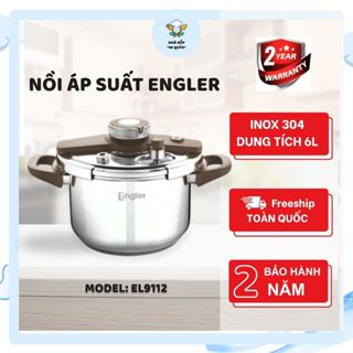 Nồi áp suất Đáy Từ Engler nguyên khối inox 304 , Thiết Kế Tay Cầm Nhựa Chịu Nhiệt Cao EL9112 dung tích 6L-nhabepkimquynh