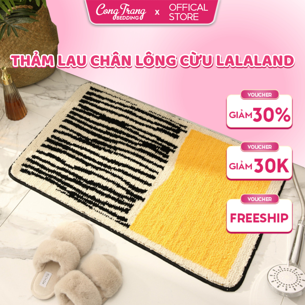 Thảm Chùi Chân Lông Cừu LALALAND Thấm Hút Nước, Chống Trượt Họa Tiết Nghệ Thuật