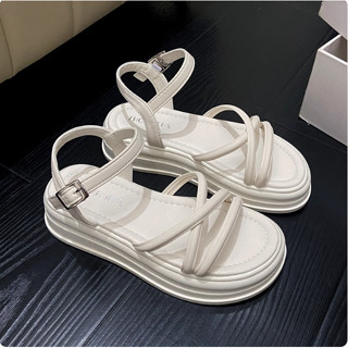  Sandal nữ big size 40 - 42 đế bằng dày 4cm chất da mềm 