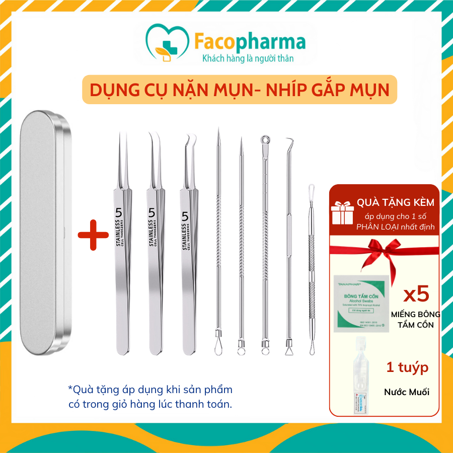  Dụng cụ nặn mụn cao cấp Facoha nhíp gắp mụn giúp lấy nhân mụn nặn mụn đầu đen thép không gỉ an toàn cho da CN019 