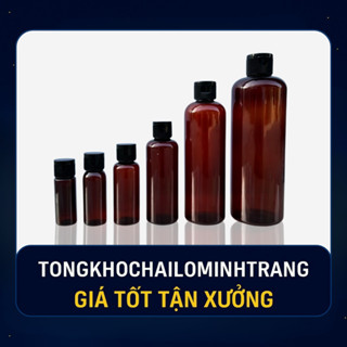 Chai Nhựa Pet Nâu Nắp Bật Đen 100ML – 500ML Chai Chiết Mỹ Phẩm Đựng Gel Dung Dịch Rửa Tay Tinh Chất